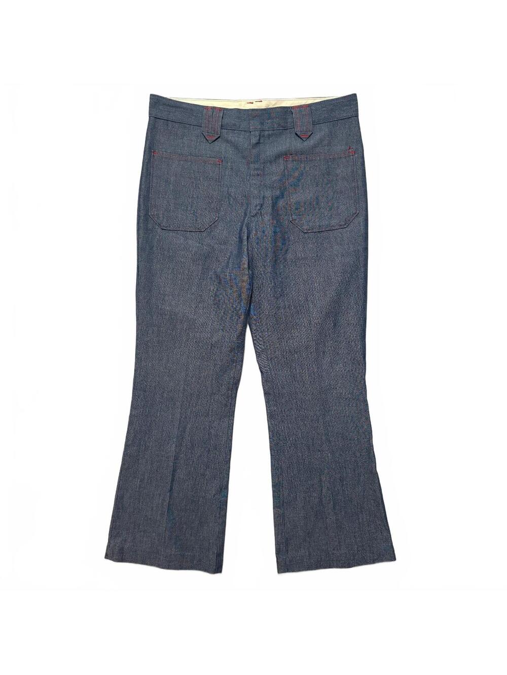 VTG 70's Wrangler Chambray Bellbottom Flare Bootcut Pants Men's 33x28 Blue